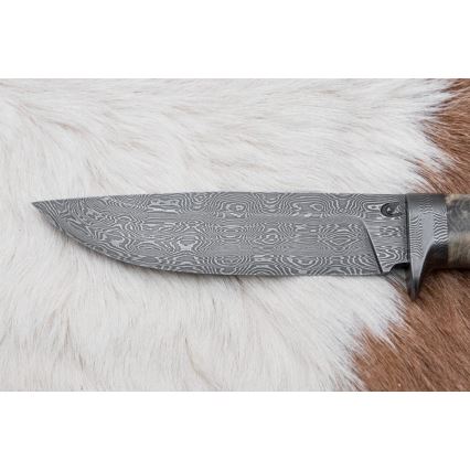 Uniikki Damascus-veitsi 13 cm kastanjapuu