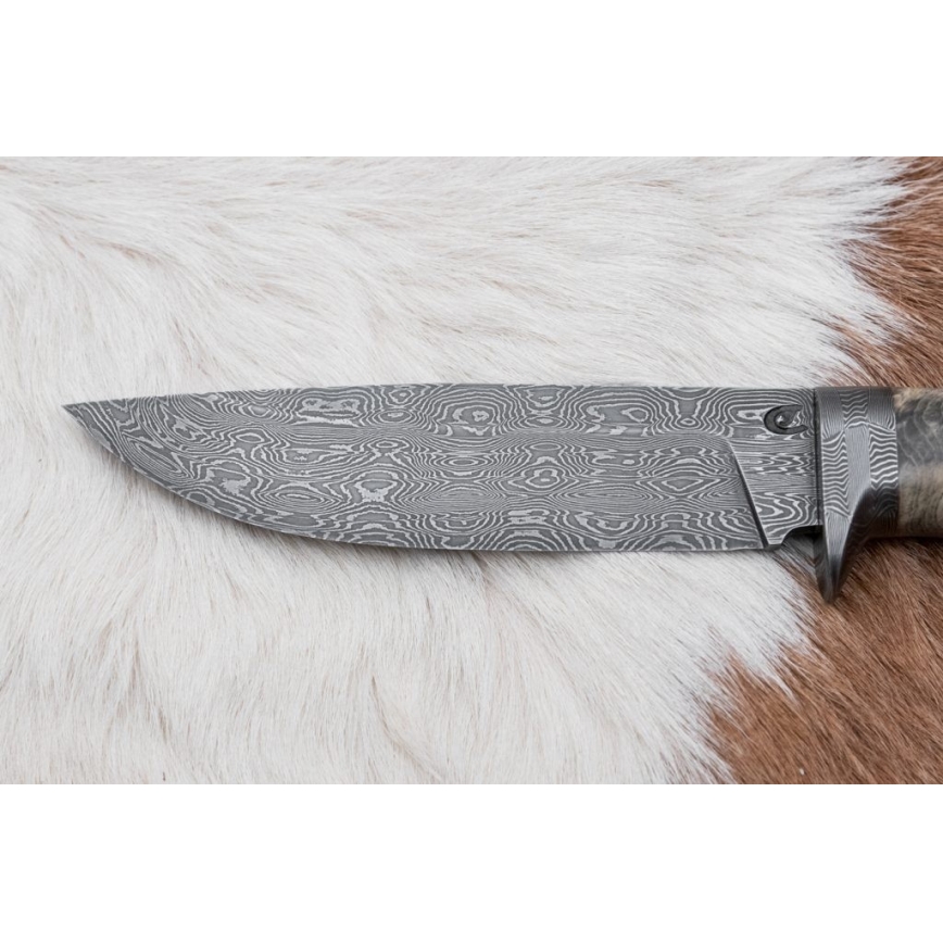 Uniikki Damascus-veitsi 13 cm kastanjapuu