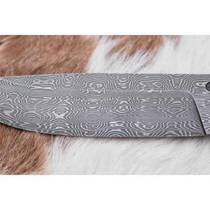Uniikki Damascus-veitsi 13 cm kastanjapuu