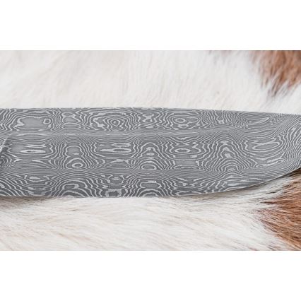 Uniikki Damascus-veitsi 13 cm kastanjapuu