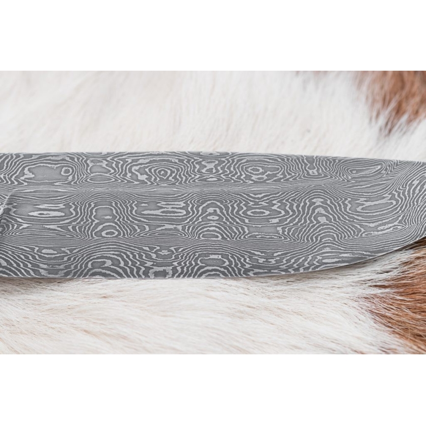 Uniikki Damascus-veitsi 13 cm kastanjapuu