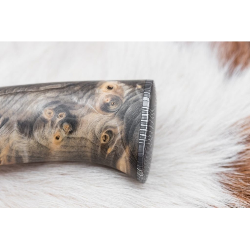 Uniikki Damascus-veitsi 13 cm kastanjapuu