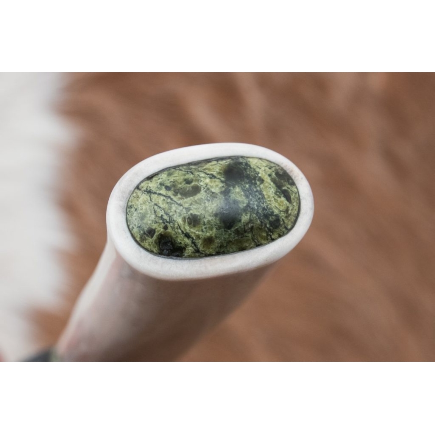 Uniikki Damascus-veitsi 13 cm serpentiniitti/poron sarvi