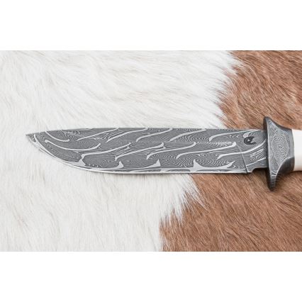 Uniikki Damascus-veitsi 15 cm mammutinhammas