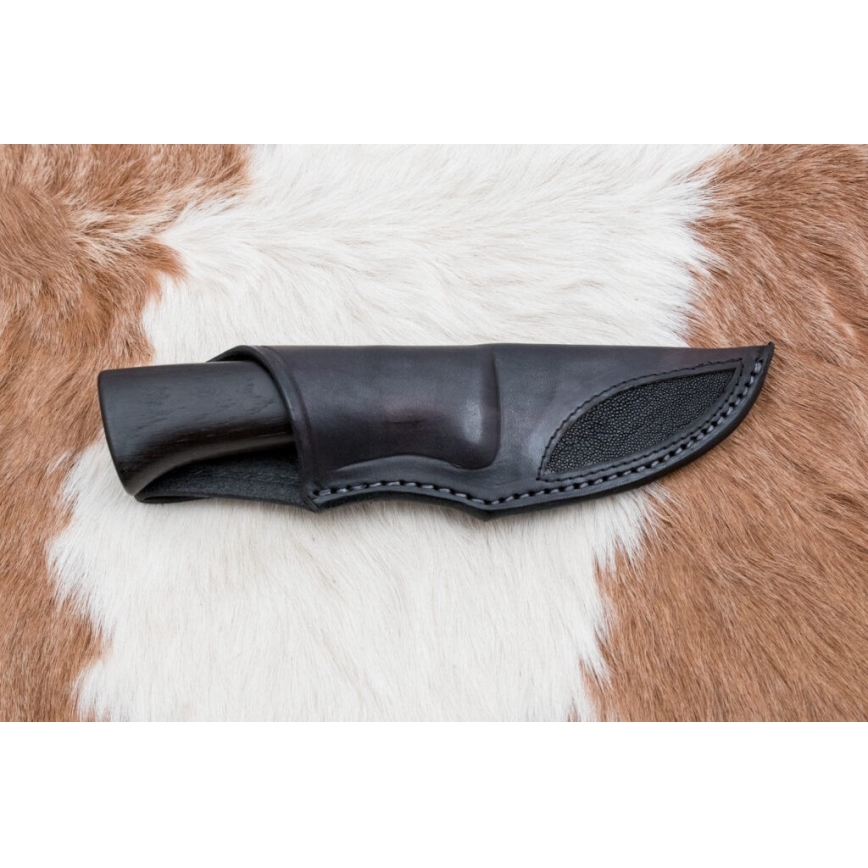 Uniikki Damascus-veitsi 8,6 cm tammi/kamelin luu