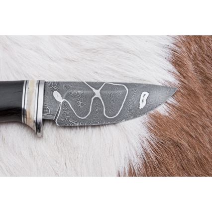 Uniikki Damascus-veitsi 8,6 cm tammi/kamelin luu