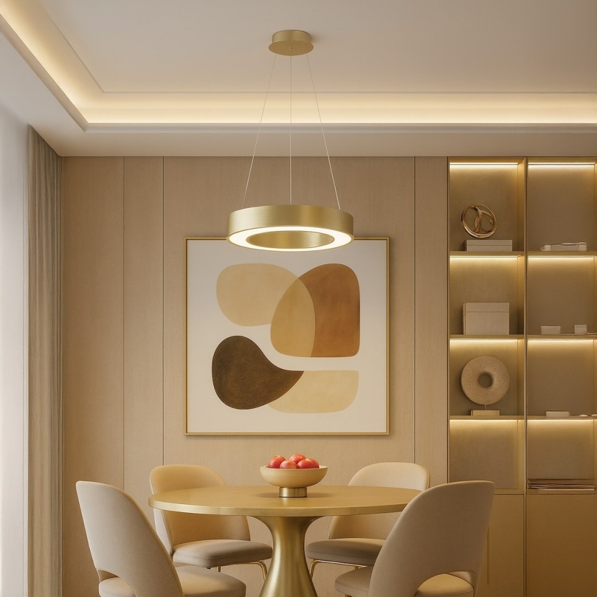 UNION LED -riippuvalaisin vaijerilla LED/40W/230V 3000/4000/6500K halkaisija 40 cm kullanvärinen