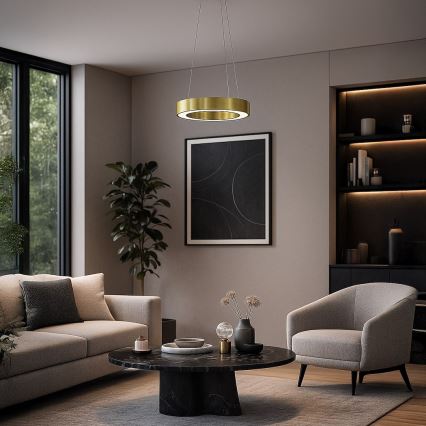 UNION LED -riippuvalaisin vaijerilla LED/40W/230V 3000/4000/6500K halkaisija 40 cm kullanvärinen