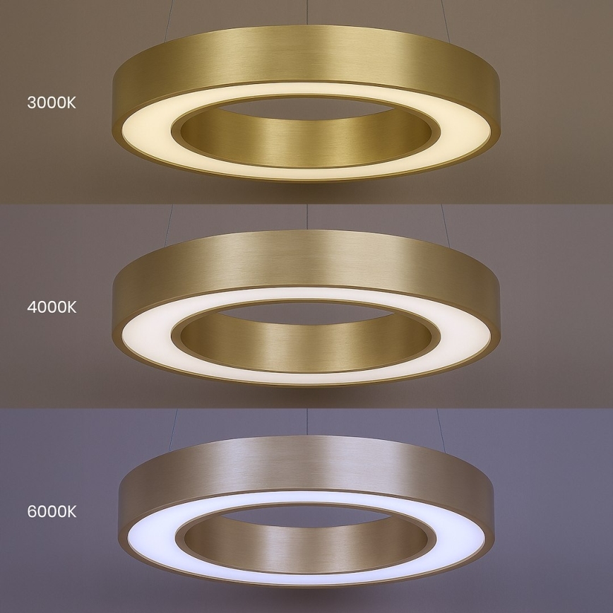 UNION LED -riippuvalaisin vaijerilla LED/40W/230V 3000/4000/6500K halkaisija 40 cm kullanvärinen