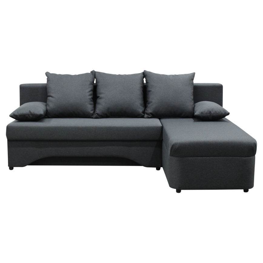 Monikäyttöinen L-muotoinen vuoteeksi avattava kulmasohva säilytystilalla ALMEIDA antrasiitti