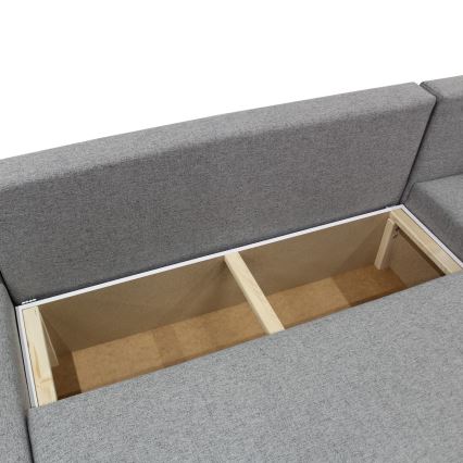 Monikäyttöinen U-muotoinen avattava kulmasohva säilytystilalla ALMEIDA harmaa