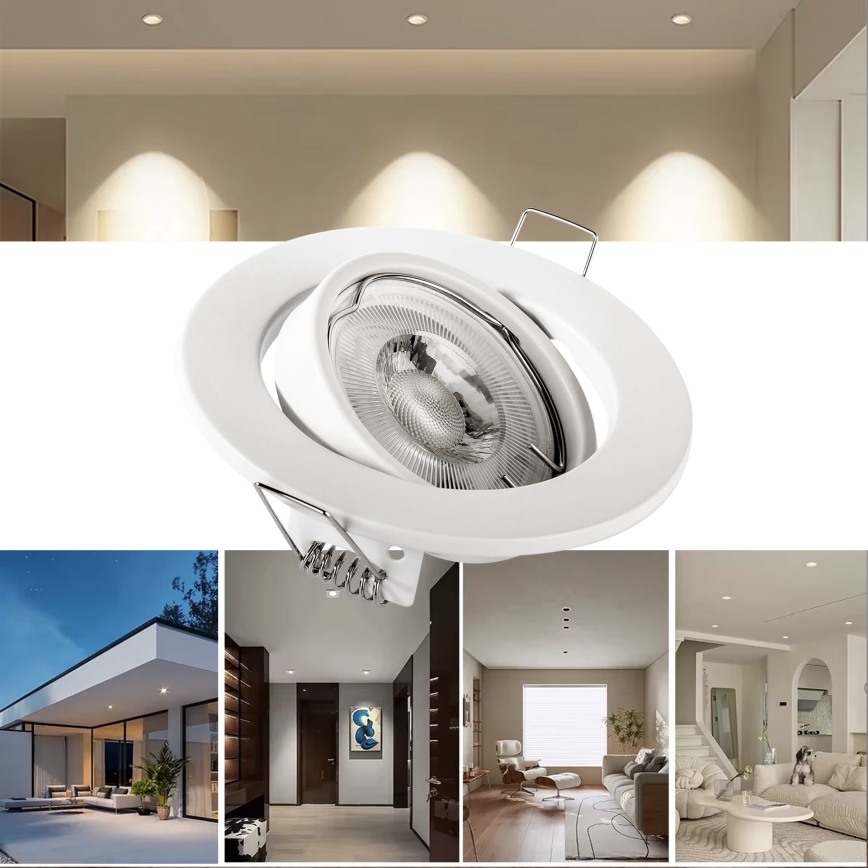 Upotettava alasvalaisin 1xGU10/MR16/10W/230V, halkaisija 9 cm, valkoinen