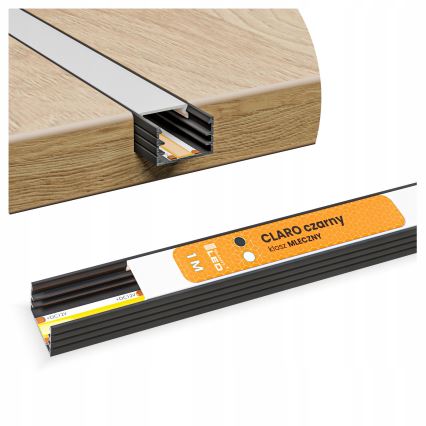 Upotettava alumiiniprofiili LED-nauhoille, 1 m, musta/valkoinen