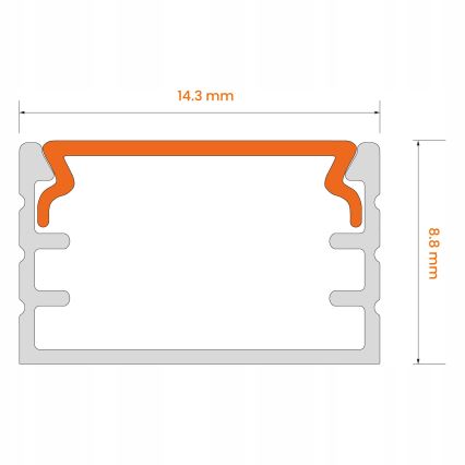 Upotettava alumiiniprofiili LED-nauhoille, 1 m, musta/valkoinen
