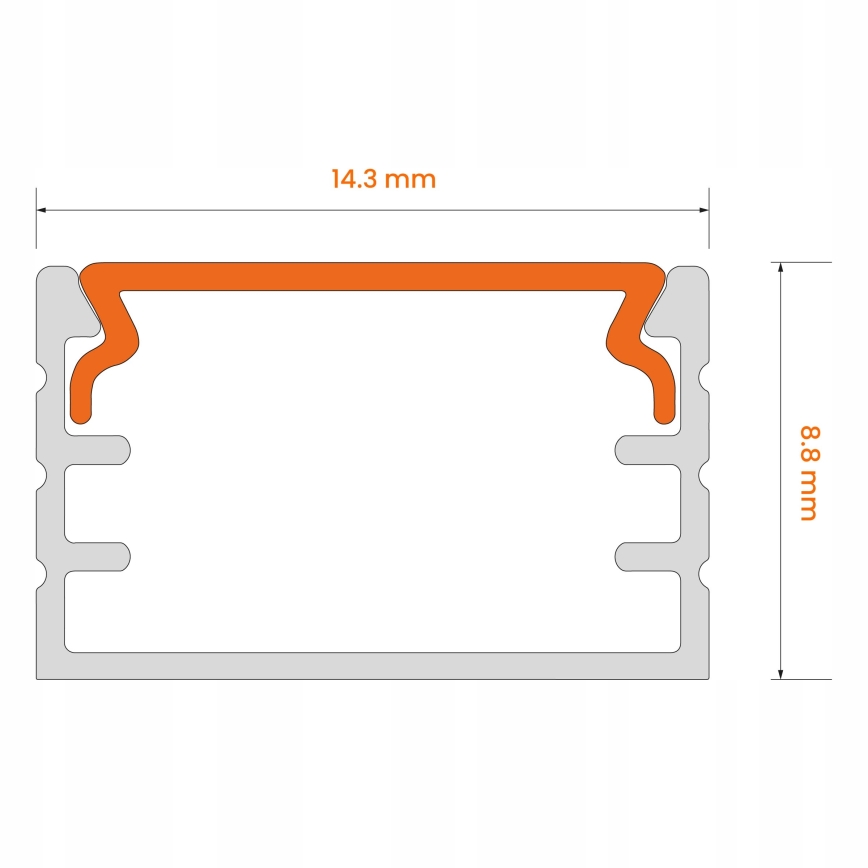 Upotettava alumiiniprofiili LED-nauhoille, 1 m, musta/valkoinen