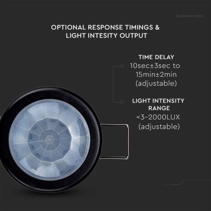 Upotettava liiketunnistin PIR 360° 400W/230V musta