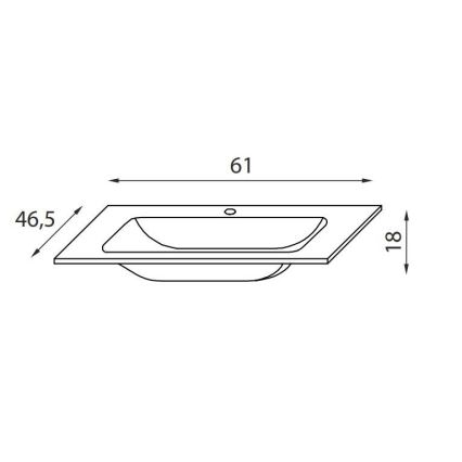 Upotettava pesuallas CHICAGO 61x46,5 cm kiiltävä valkoinen