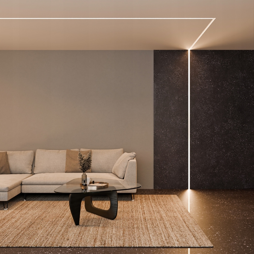 Upotettava profiili LED-nauhoille 1 m hopea/valkoinen