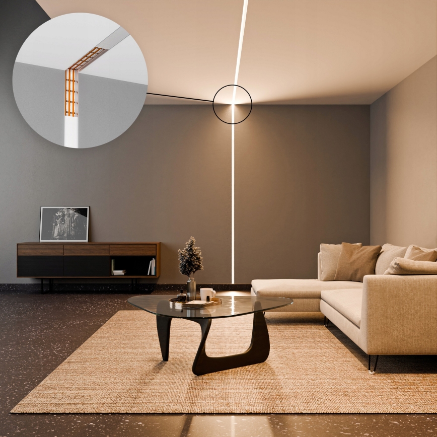Upotettava profiili LED-nauhoille 1 m hopea/valkoinen