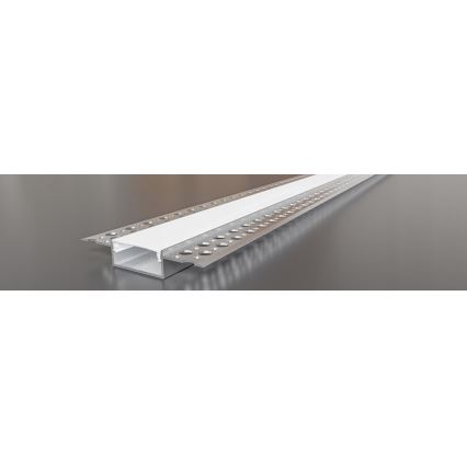 Upotettava profiili LED-nauhoille 1 m hopea/valkoinen