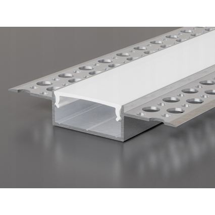 Upotettava profiili LED-nauhoille 1 m hopea/valkoinen