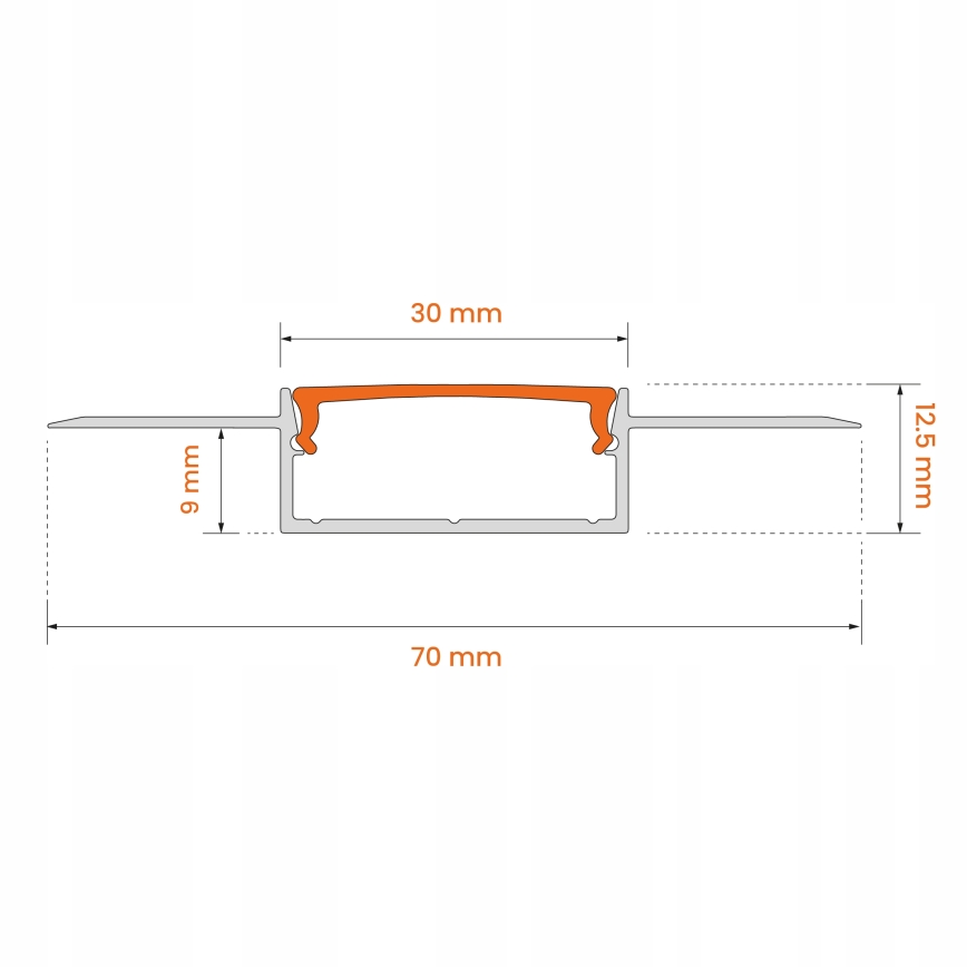 Upotettava profiili LED-nauhoille 1 m hopea/valkoinen