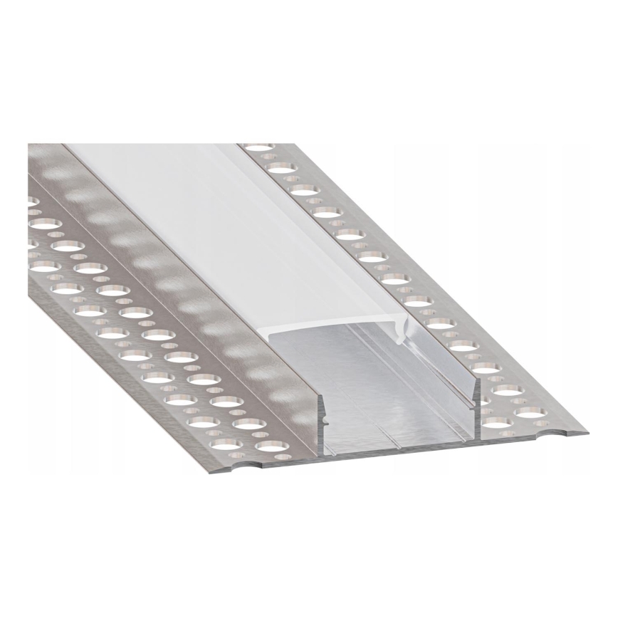 Upotettava profiili LED-nauhoille 1 m, hopea/valkoinen