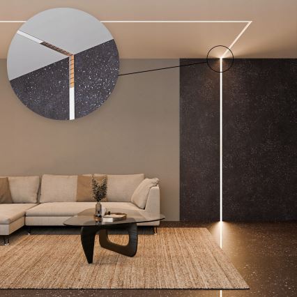 Upotettava profiili LED-nauhoille 1 m, hopea/valkoinen