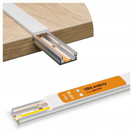 Upotettava profiili LED-nauhoille 1 m hopea/valkoinen