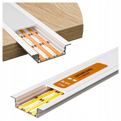 Upotettava profiili LED-nauhoille, 1 m, valkoinen
