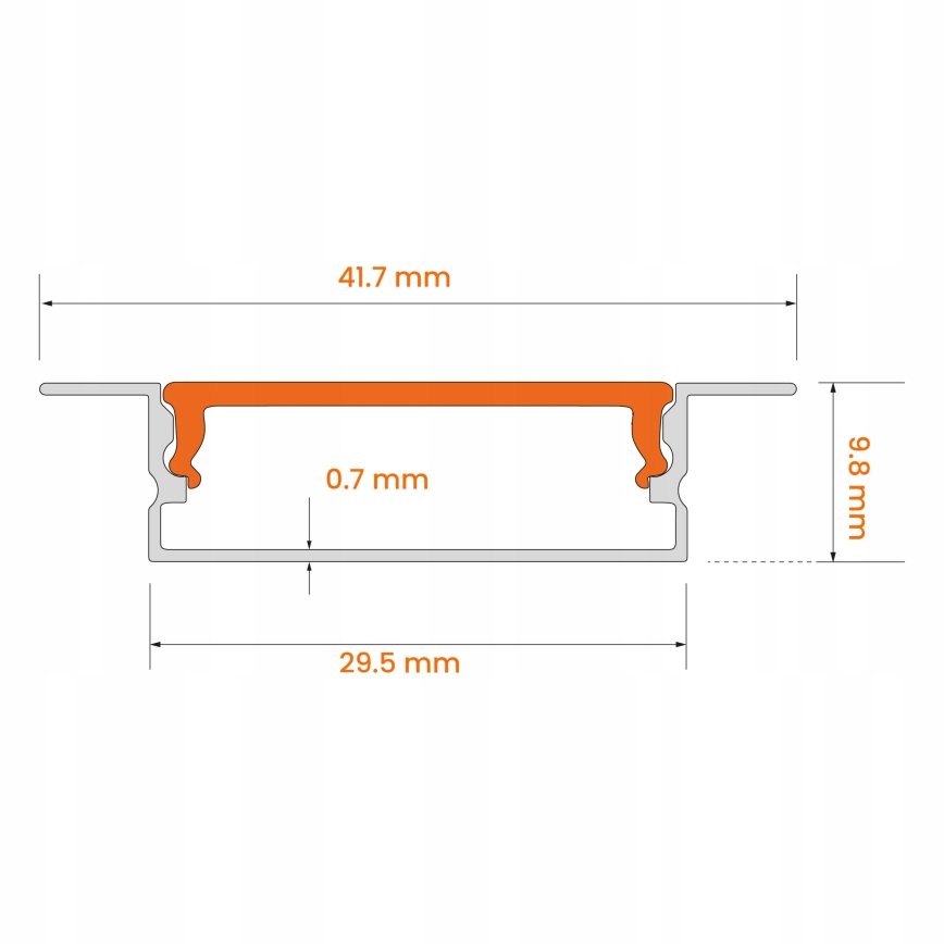 Upotettava profiili LED-nauhoille, 1 m, valkoinen