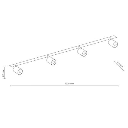 Upotettu kohdevalo NEX 4xGU10/10W/230V musta