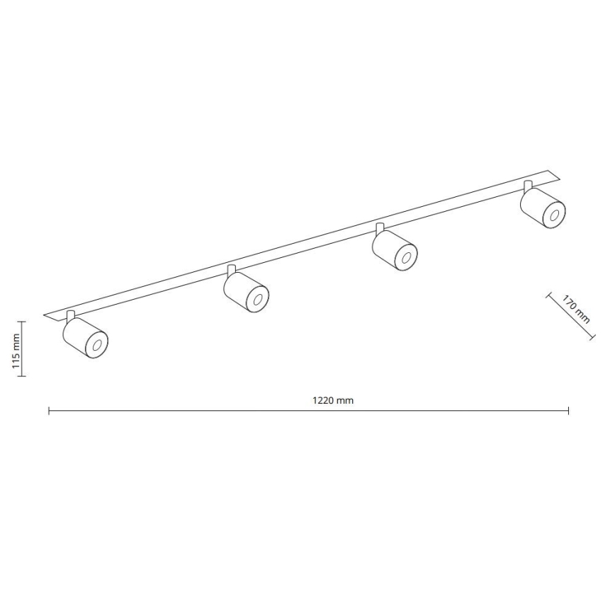 Upotettu kohdevalo NEX 4xGU10/10W/230V musta