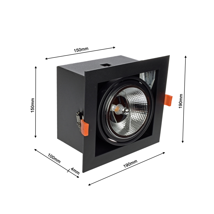 Upotettu valo PLAZA AR111 1xGU10/12W/230V musta