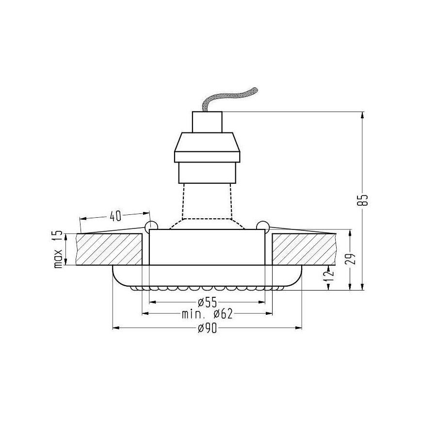 Upotettu valo SOC 1xGU10/50W/230V musta