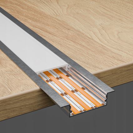 Uppoasennettava LED-nauhaprofili 1 m hopea/valkoinen