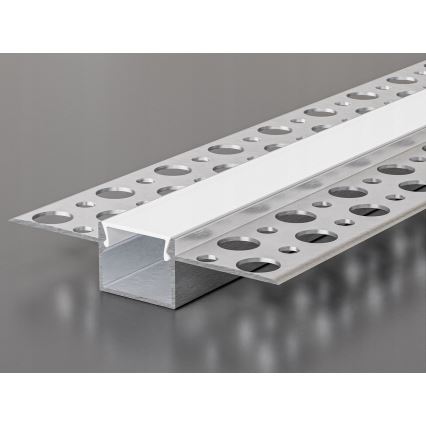 Uppoasennettava profiili LED-nauhoille, 1 m, hopea/valkoinen