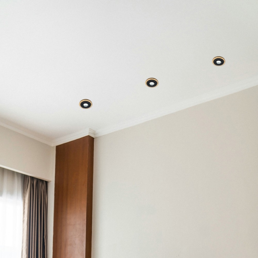 Uppoasennettava valaisin TOBBY 1xGU10/20W/230V Ø 11,5 cm tammi/musta