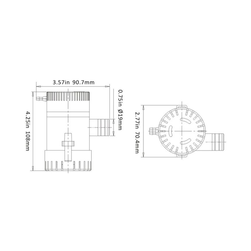 Uppopumppu veneeseen 12 V, 47 l/min