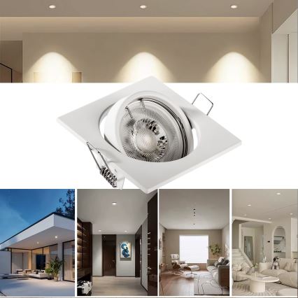 Uppovalaisin 1xGU10/MR16/10W/230V 9x9 cm valkoinen