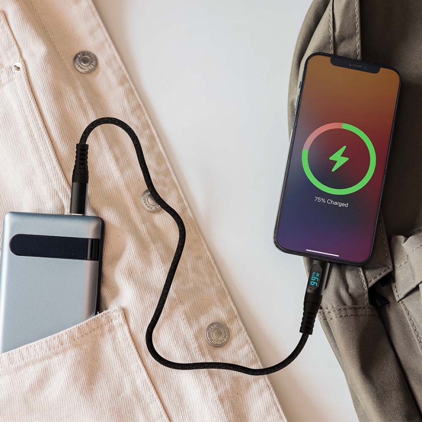 USB-kaapeli TYPE C -liitin LED-näyttö 1m