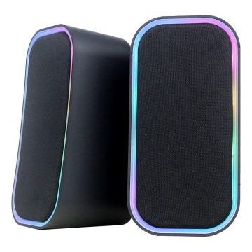 USB Kaiuttimet kanssa RGB taustavalo 2x3W/5V musta