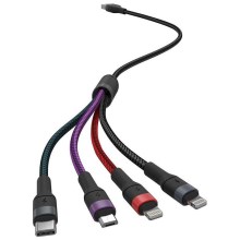 USB / USB Lightning  / MicroUSB / USB-C 1,2m monivärinen