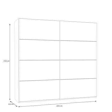 Vaatekaappi KARO 220x210x61 cm valkoinen