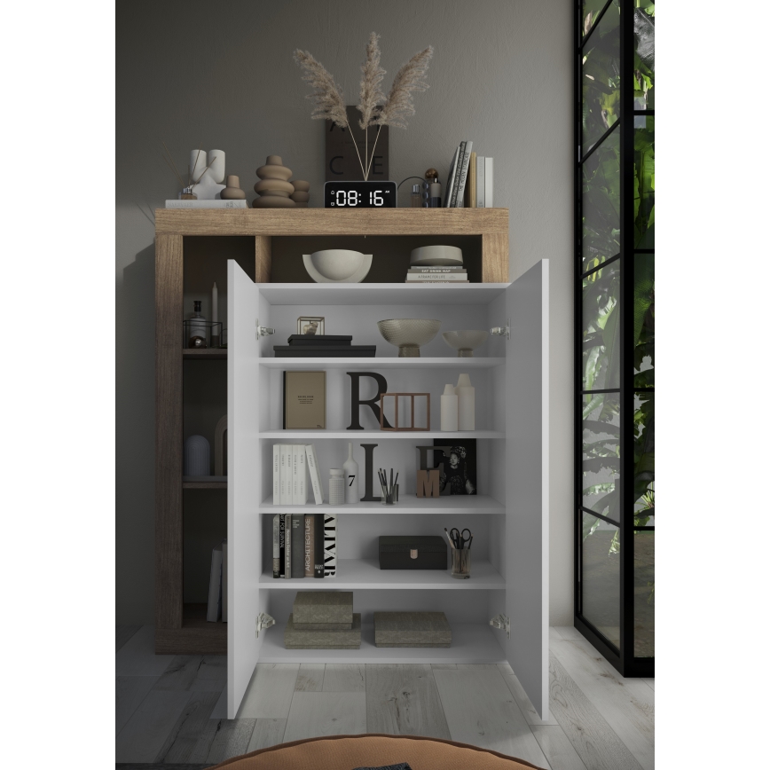 Vaatekaappi LENOR valkoinen/vaalea tammi