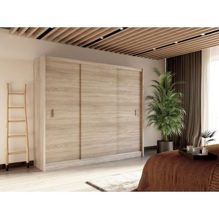 Vaatekaappi liukuovilla SAPHIRA 250x215 cm sonoma-tammi