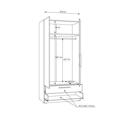 Vaatekaappi MARO 100x213 cm artisan-tammi