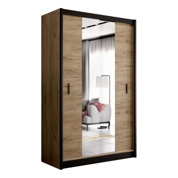 Vaatekaappi peilillä MIRO 150x215 cm tammi craft/musta