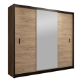 Vaatekaappi peilillä MIRO 203x215 cm tammi craft/musta