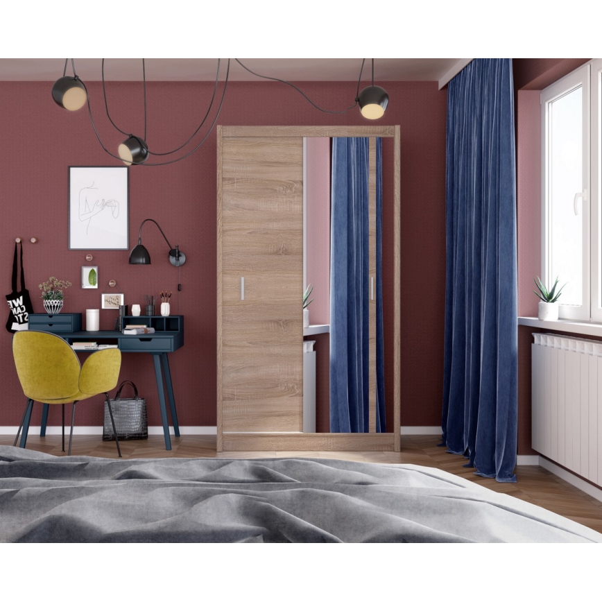 Vaatekaappi peilillä SABRINA 120x215 cm sonoma-tammi